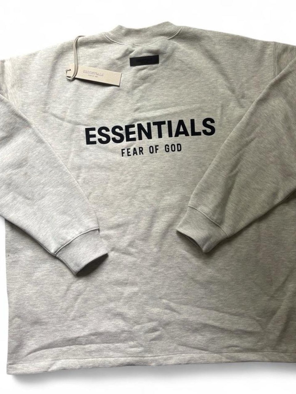 Essentials Fear of God Crewneck Sweatshirt - Light Gray with Black Logo